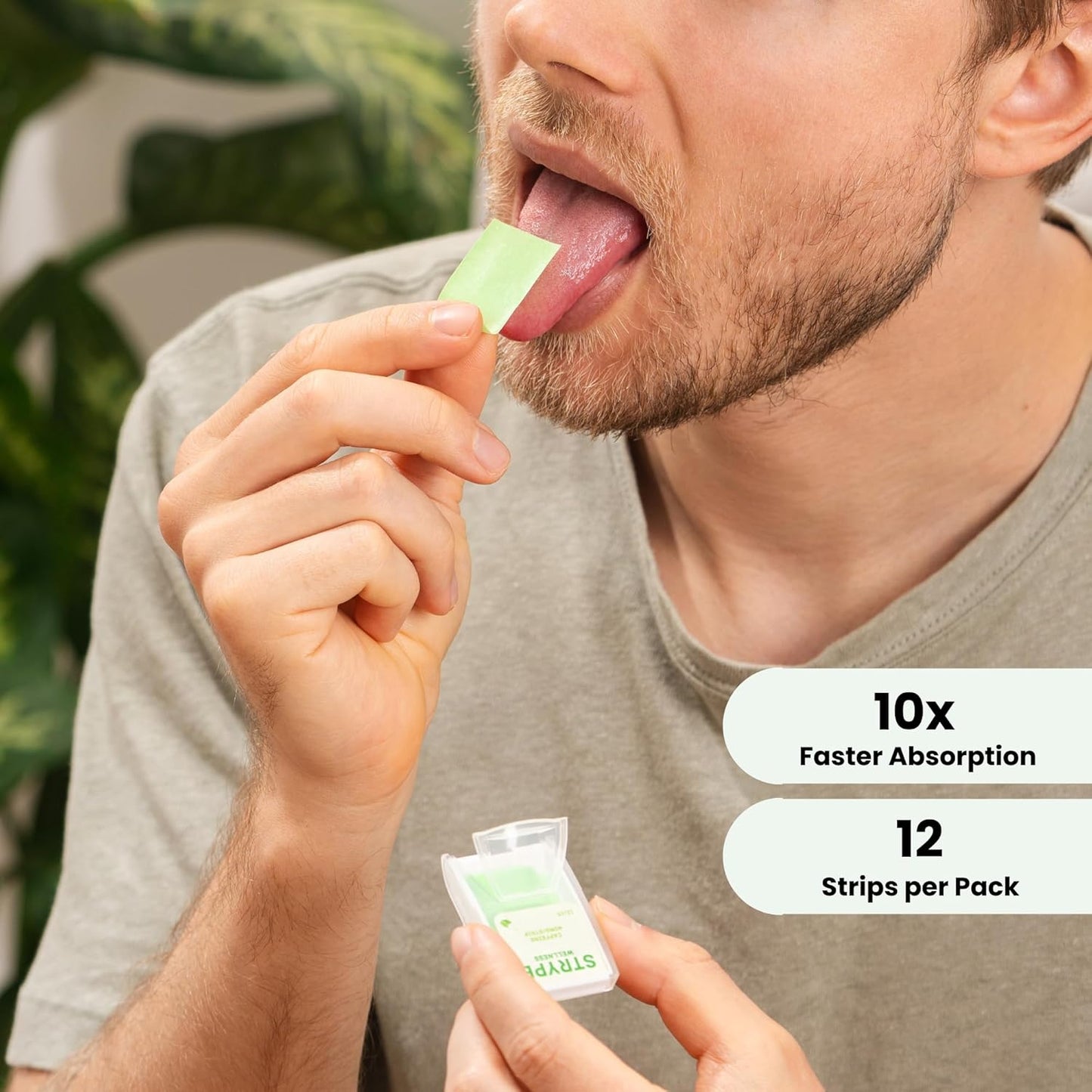 Energy Strips | Instant Caffeine in a Strip | 80mg per Serving | Portable Caffeine + Breath Mints | Zero Calories & Zero Sugar | Spearmint Flavor | 12 Strips per Pack (5 Pack/60 Total)