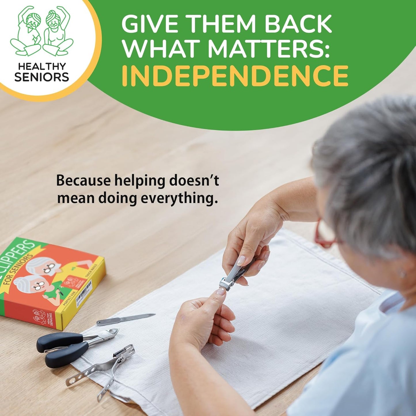 Toenail Clippers for Seniors Thick Toenails - 4-Piece Heavy Duty Nail Clipper Set with Podiatrist Grade Tools, Wide Jaw and Rotating Head Clippers for Elderly Adults