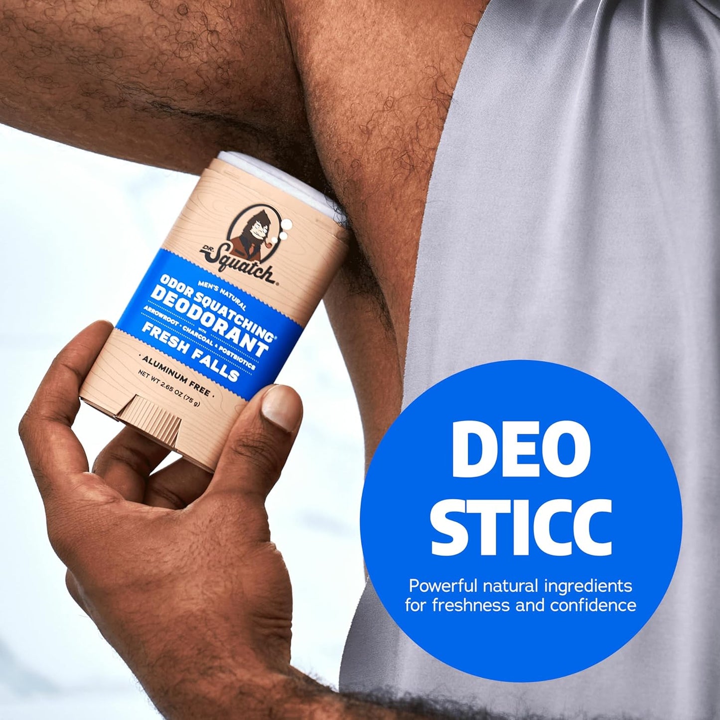 Dr. Squatch Natural Deodorant for Men - Odor-Squatching Aluminum Free - Fresh Falls (2.65 oz, 3-Pack)