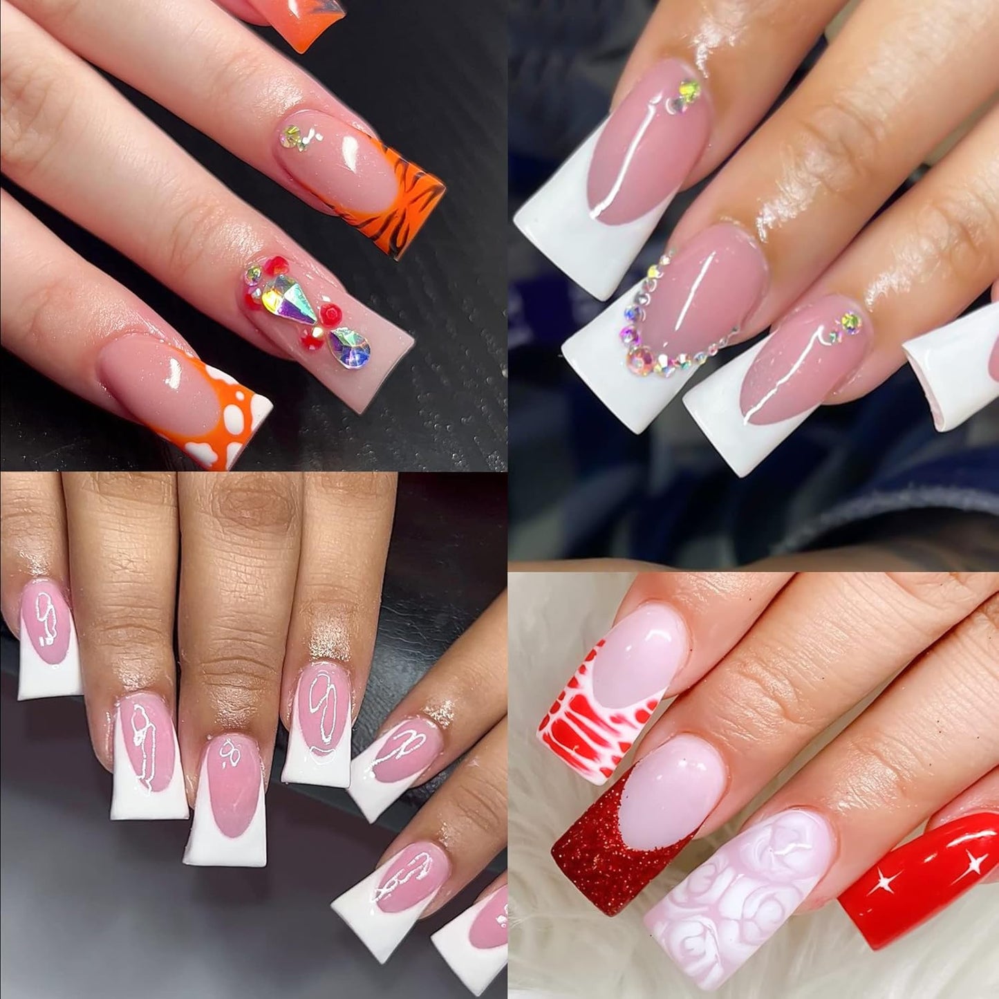 UNA GELLA Duck Fake Nail Tips 504 PCS Clear Soft Gel Short Half Cover Nail Tips Curved for Nail Extensions Professional Salon & Home DIY Nail Art 11 Sizes