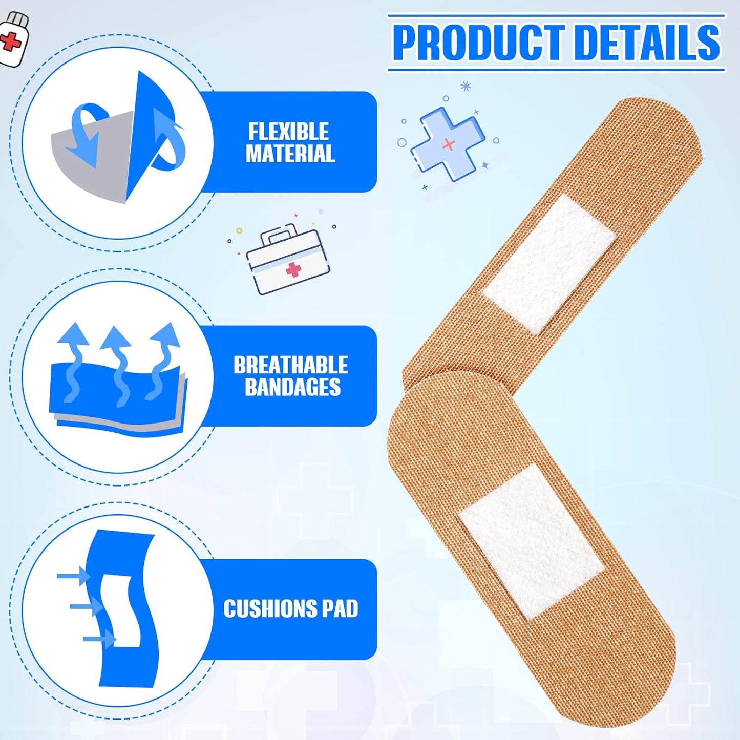 400 Pcs Flexible Fabric Adhesive Bandages Bulk Assorted Breathable Bandages for Finger Wound Family First Aid Skin Wrap(2 Styles)