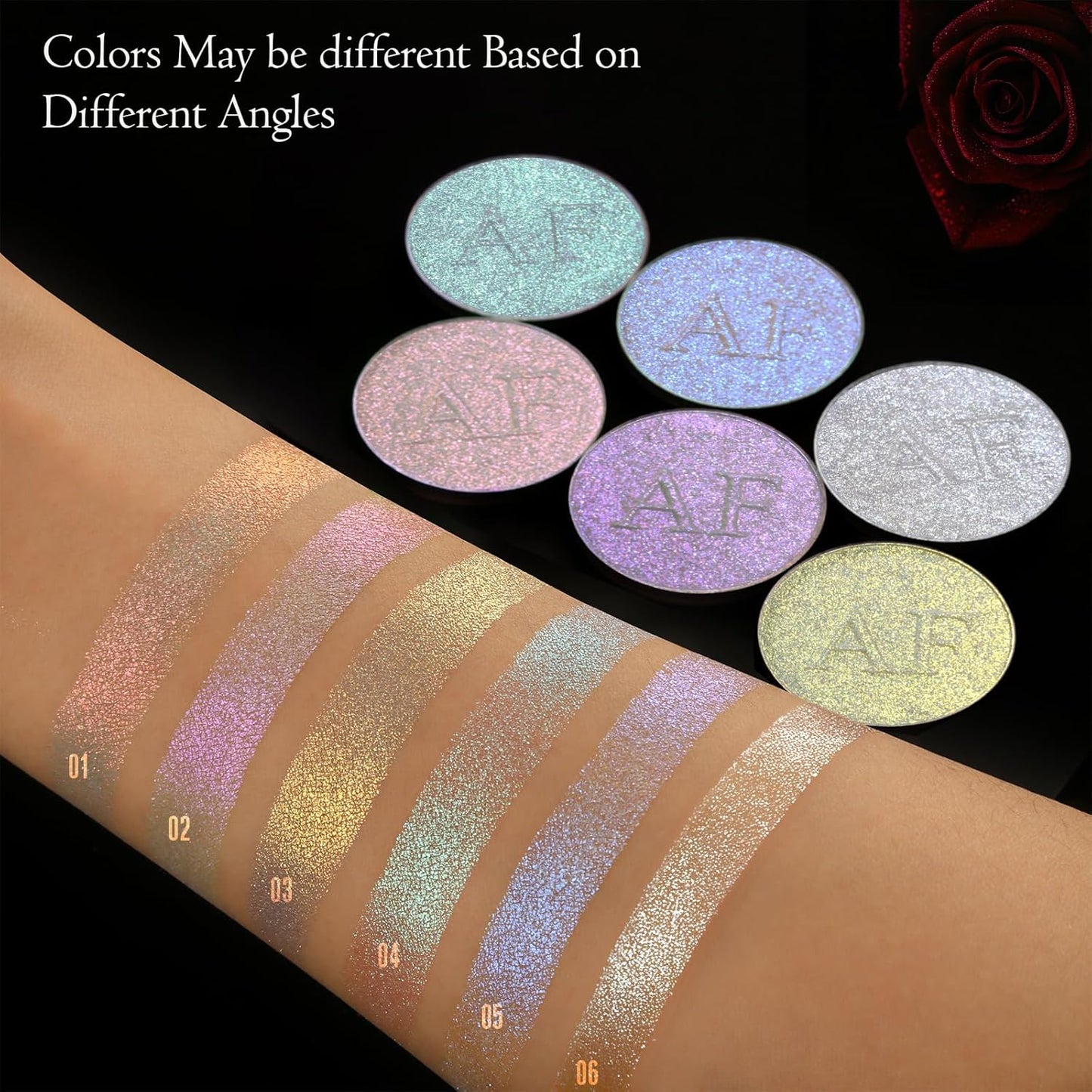 Highlighter Makeup Palette, Long Lasting New Formula, Dazzling Blue-Purple Shimmer, Sheer Base, Ideal for Face and Body Contour and Cheek Highlight (#05) Blue-Purple Dazzling Shimmer