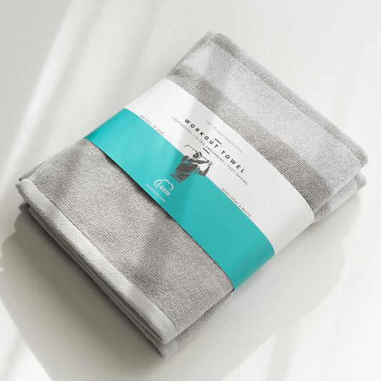 Luzia Striped Workout Towel for Sweat (Pack of 2) - Premium Quality 100% Turkish Cotton - Lightweight and Super Absorbent for Exercise, Sports, Workout, Fitness, Gym, Yoga, Running (Gray)