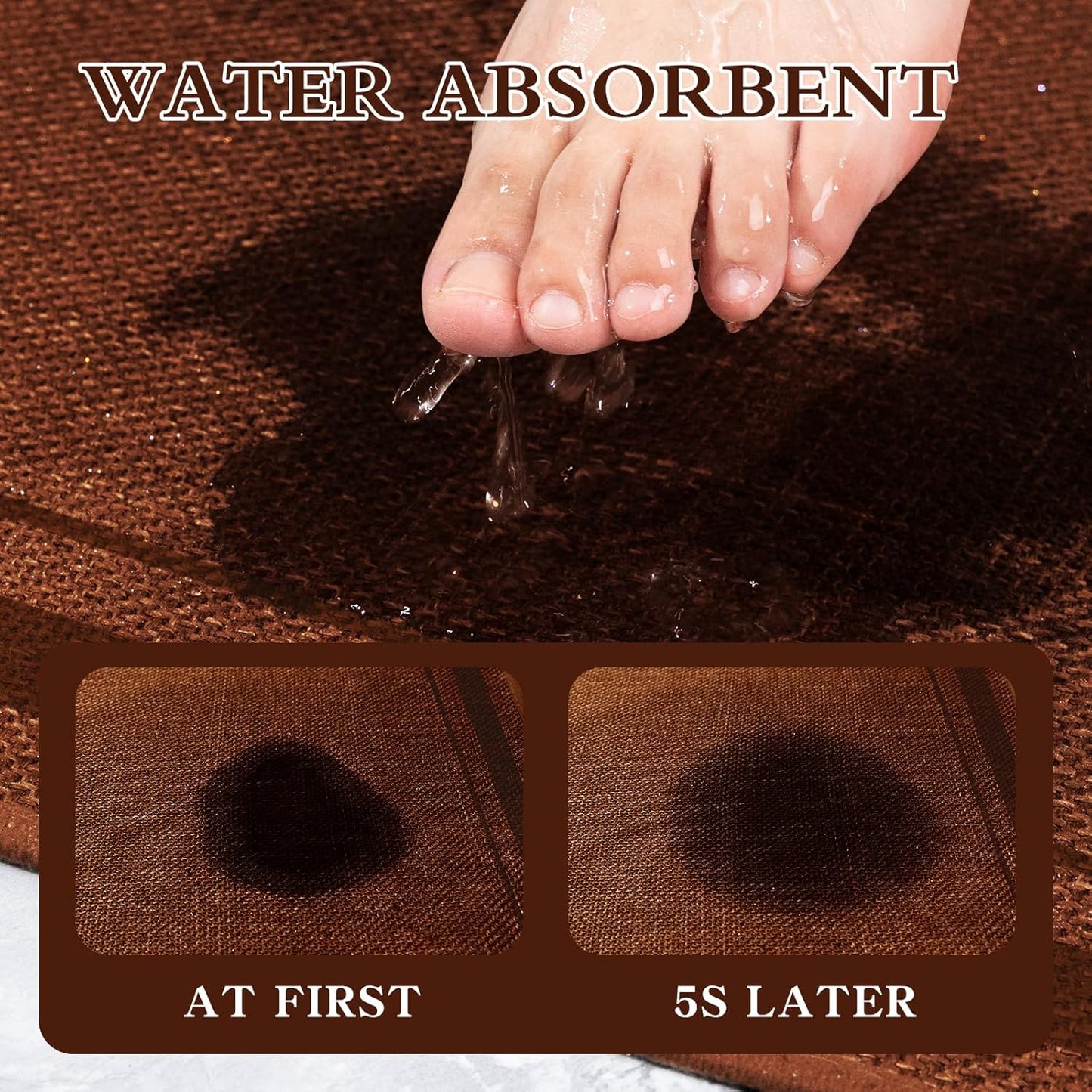 chakme Bathroom Rugs Mat 24x17, Ultra Thin Non Slip Bath Mat Small Quick Dry Absorbent Bath Mat for Bathroom Floor, (Rust, 24"x17")