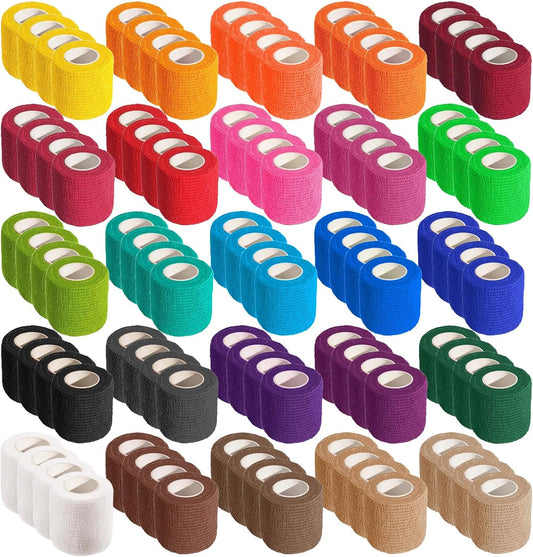100 Rolls Self Adhesive Bandage Wrap 2 inch Cohesive Bandage Wrap Stretch Bandages Wraps Tape Color Elastic Self-Adherent Tape for Wrist Ankle Sports Swelling Sprains（Rich Color）