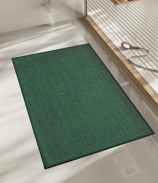 chakme Bathroom Rugs Mat 32x17, Ultra Thin Non Slip Bath Mat Quick Dry Absorbent Bath Mat for Bathroom Floor, (Green, 32"x17")