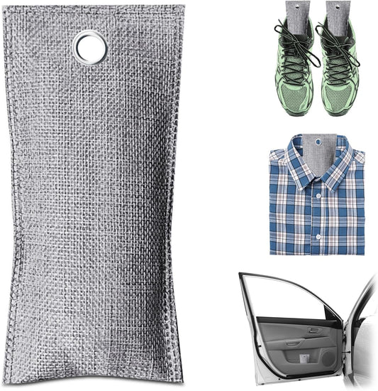 4 Pack charcoal odor absorber,Bamboo Charcoals Air Purifying Bag Charcoals Deodorizer Eliminator for Strong Odors in Car, Closet, Shoe, Basement (75G*4 Pack Gray-2, Unscented)