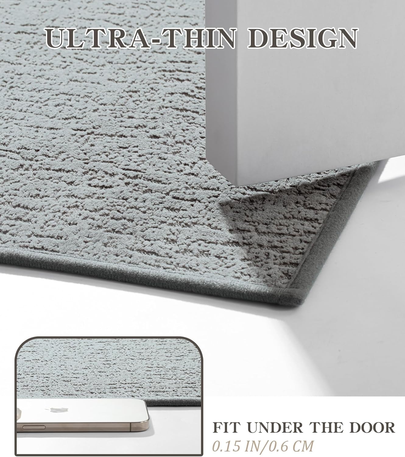 chakme Bathroom Rug Sets 5 Piece, Ultra Thin Bath Mat Quick Dry Bath Mat Set, Absorbent Bath Mat for Bathroom Non Slip Machine Washable, (Light Grey, 5 Piece)