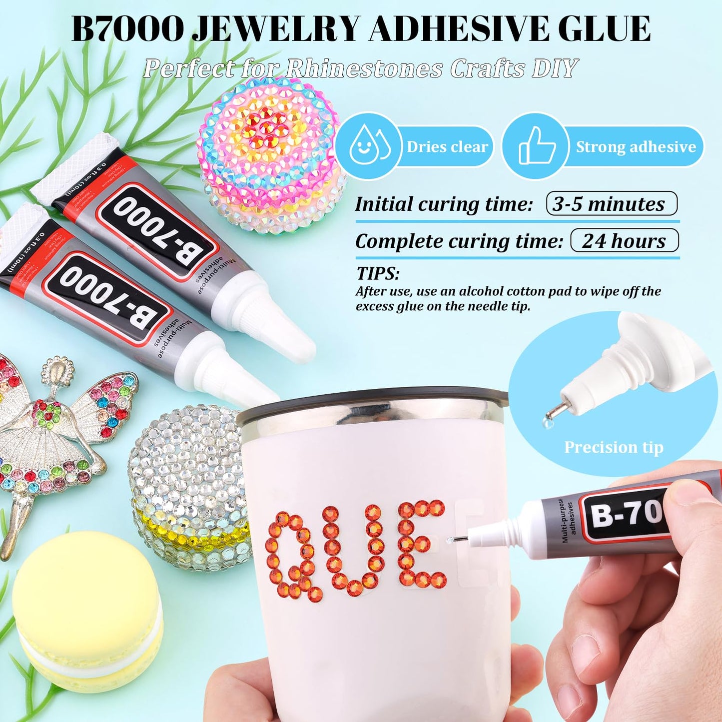 6000Pcs Resin Rhinestones for Bedazzling with 3Pcs B7000 Jewelry Glue, 1 Box Red Zircon Flatback Rhinestones for Crafting Crafts DIY, Crystals Gems for Clothing Shoes Tumblers Nail Art Makeup