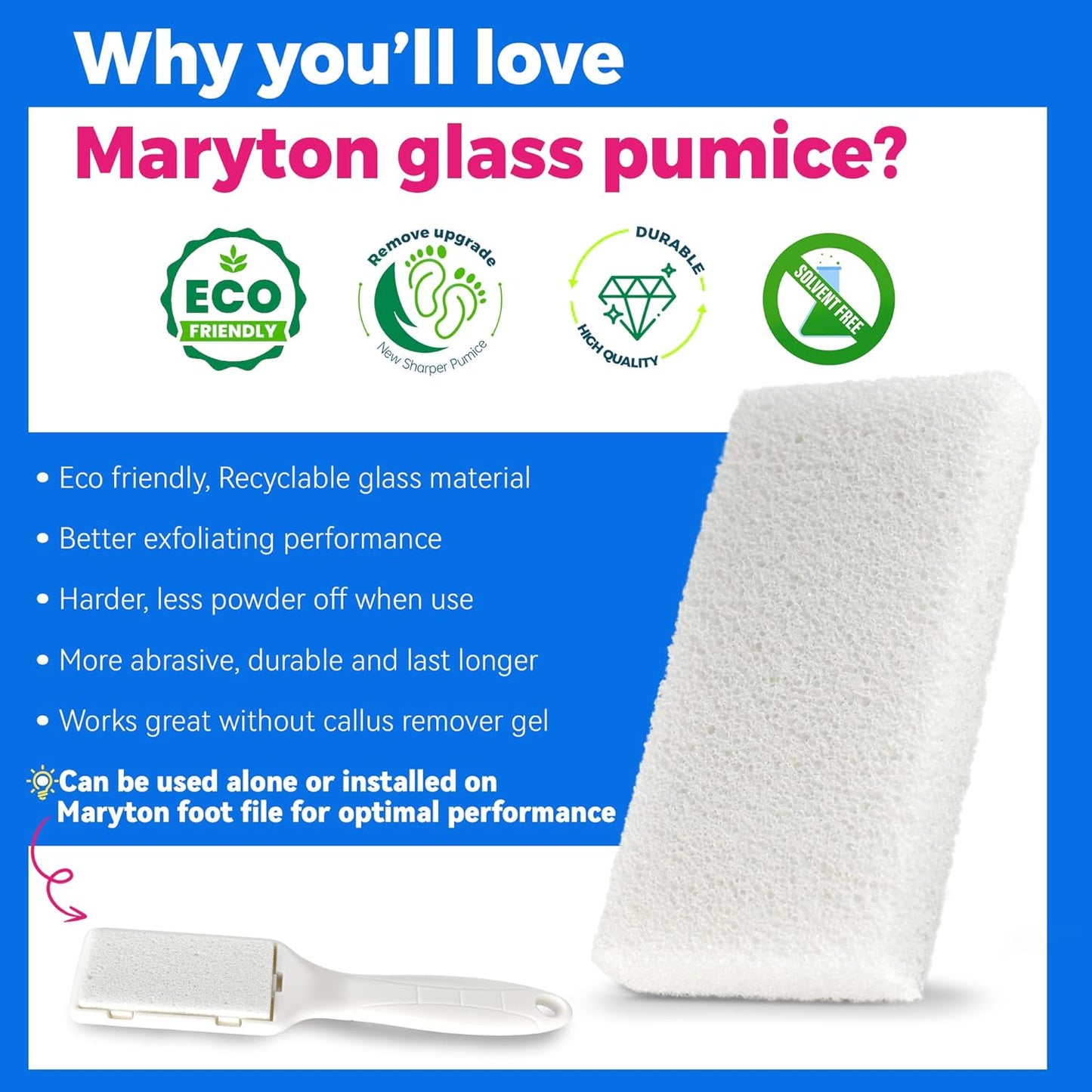 Maryton Professional Foot Scrubber Pumice Pads, Pedicure Tools for Feet, Foot Filer Refill Pads 6-Count, White