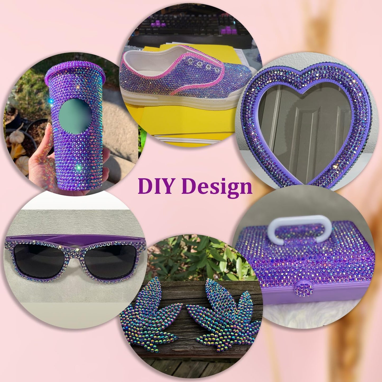 30000Pcs Dark Purple AB Rhinestones for Bedazzling with B7000 Jewelry Glue, Bedazzler Kit Flatback Gems, Resin Rhinestones for Crafting Crafts Clothing Shoes Fabric Nail Art Assorted Size 2/3/4/5/6mm