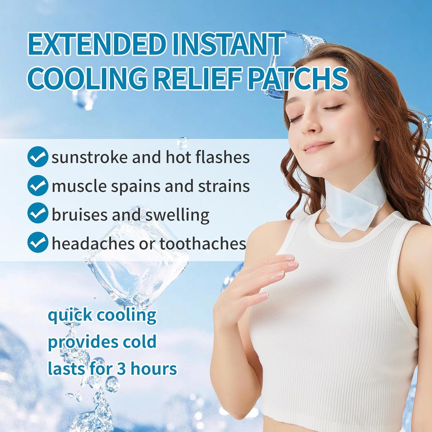 Instant Cooling Ice Packs for Outdoor Activities Summer Heat Relief - Large Disposable Cooling Patches for Neck Body, Camping Hiking Sports, Instant Temperature Drop 30 Pack