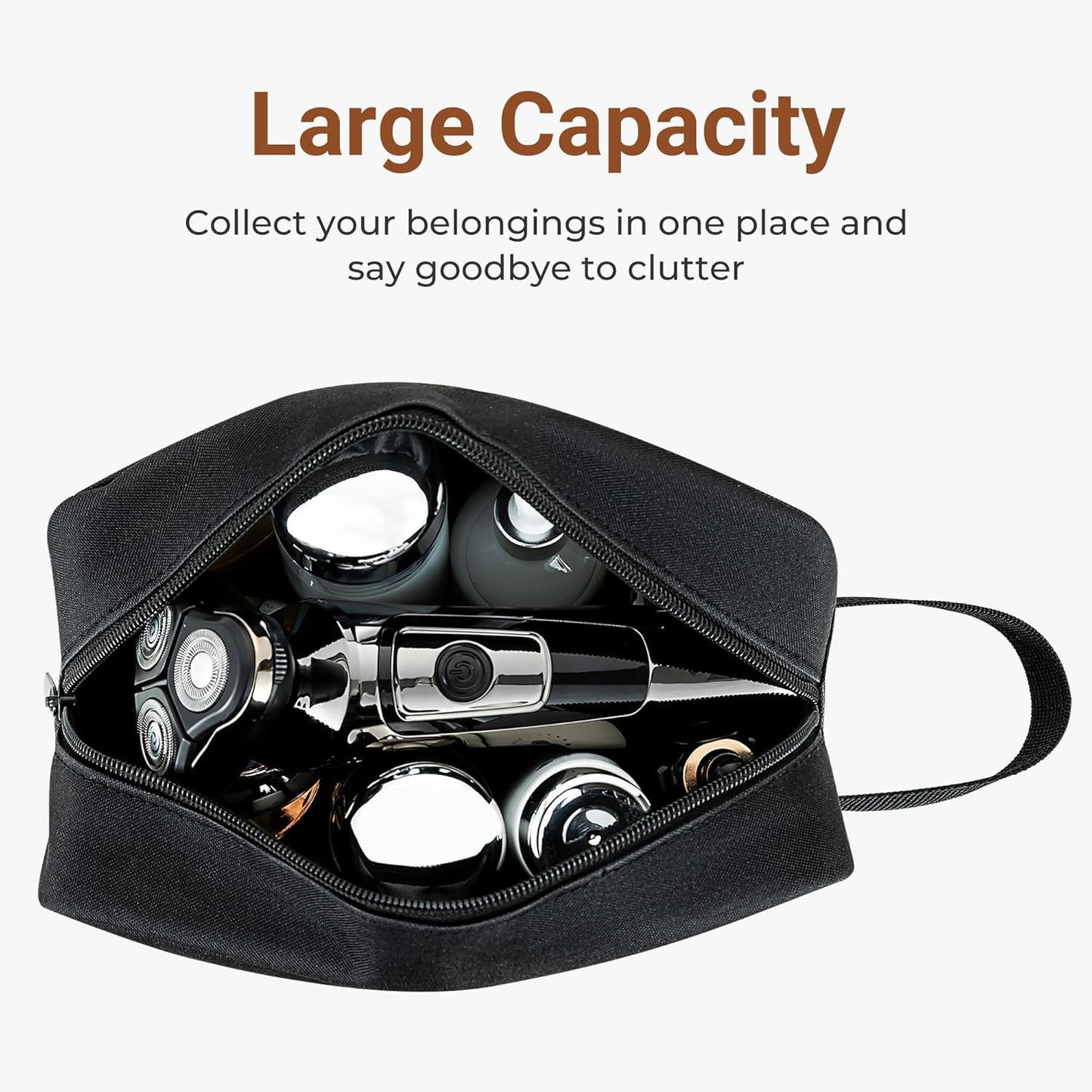 Elviros Travel Toiletry Bag for Women and Men, Lightweight Makeup Bag Hanging Dopp Kit with Shaving Compartment Cosmetic Organizer Small Tool Bag Travel Essentials, Black