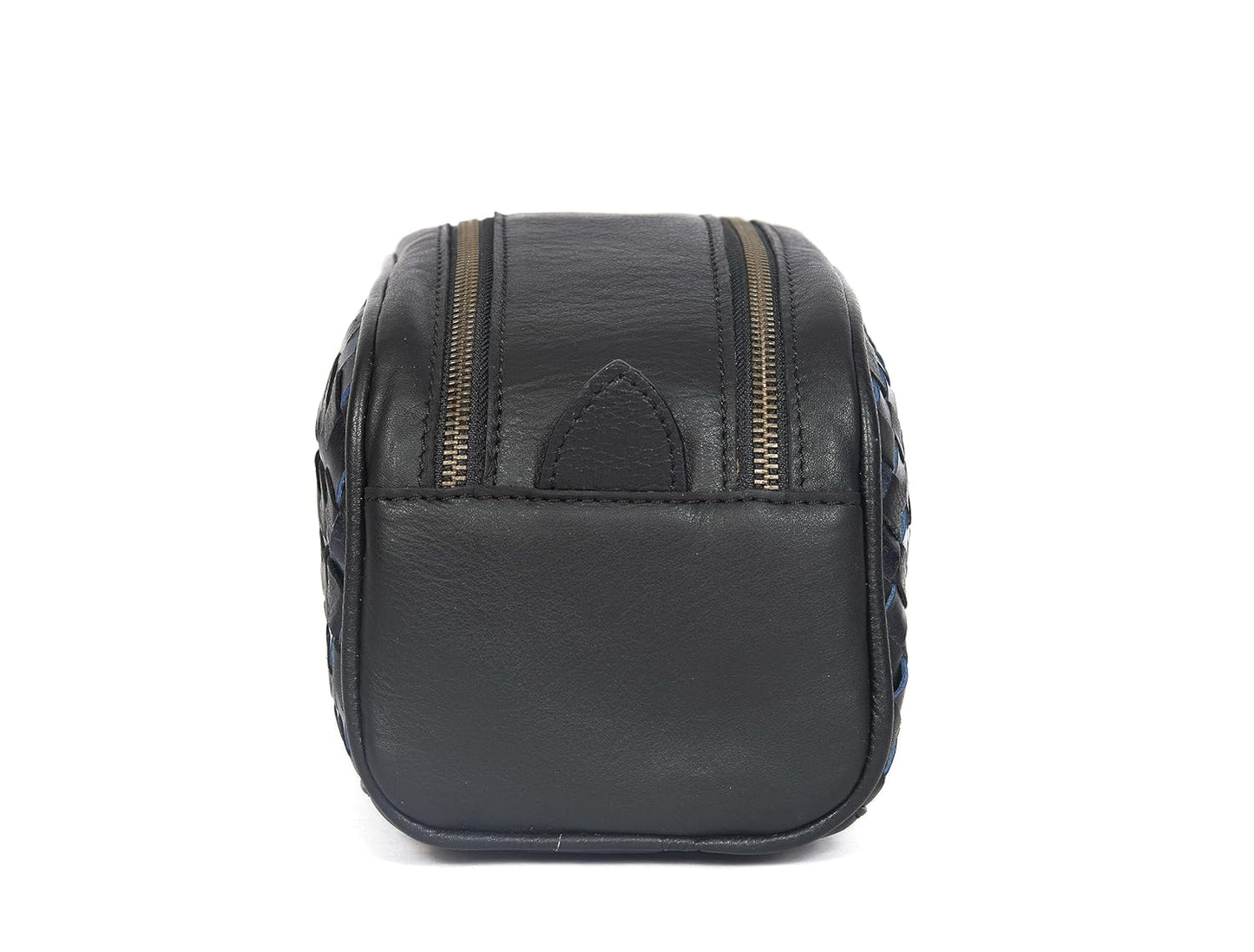 10" Premium Leather Toiletry Travel Pouch With Waterproof Lining | King-Size Handcrafted Vintage Dopp - Kit, Gift for Father's Day By Aaron Leather Goods (Black)