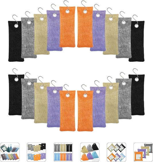 Bamboo Charcoal Bags Odor Absorber 20 Pack×50g Bamboo Charcoal Air Purifying Bags, for Car Air Fresheners, Odor Eliminator for Home，Shoe Deodorizer - Colorful-Activated Charcoal Odor Absorbers