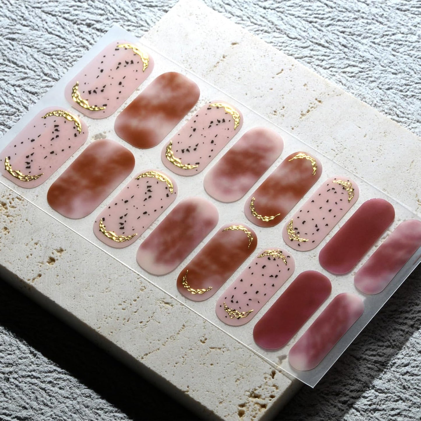 Nail Polish Strips, 32PCS Salon Quality Wraps, Long Lasting Gel Nail Stickers for Women Easy Apply& Remove (Red Agate)