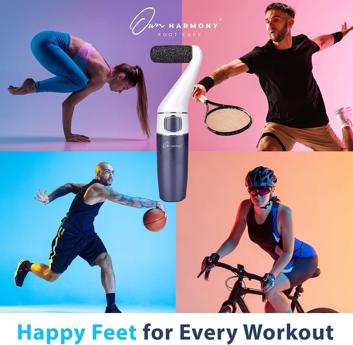 Electric Foot Callus Remover: Own Harmony Professional Feet Care Pedicure Tools, Rechargeable Feet Scrubber Dead Skin, Electronic Foot File Pedi Grinder, Best for Hard, Dry, Cracked Heels (3 Rollers)