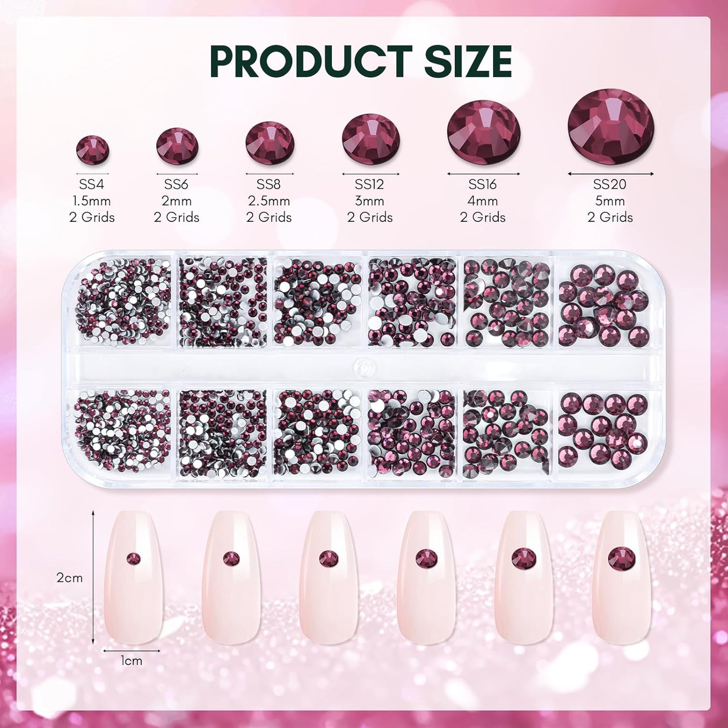 Makartt Dark Purple Nail Rhinestone Flatback Rhinestone Round Amethyst Crystal Glass Nail Charms Diamonds Nail Jewels Rhinestones for DIY Crafts Makeup Nail Art Supplies Accessories Christmas Gift