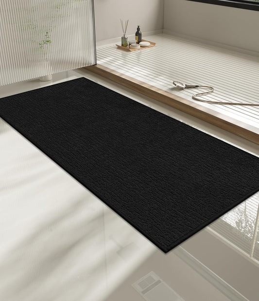 chakme Bathroom Rugs Mat 59x24, Ultra Thin Non Slip Bath Mat Quick Dry Absorbent Bath Mat for Bathroom Floor, (Black, 59"x24")