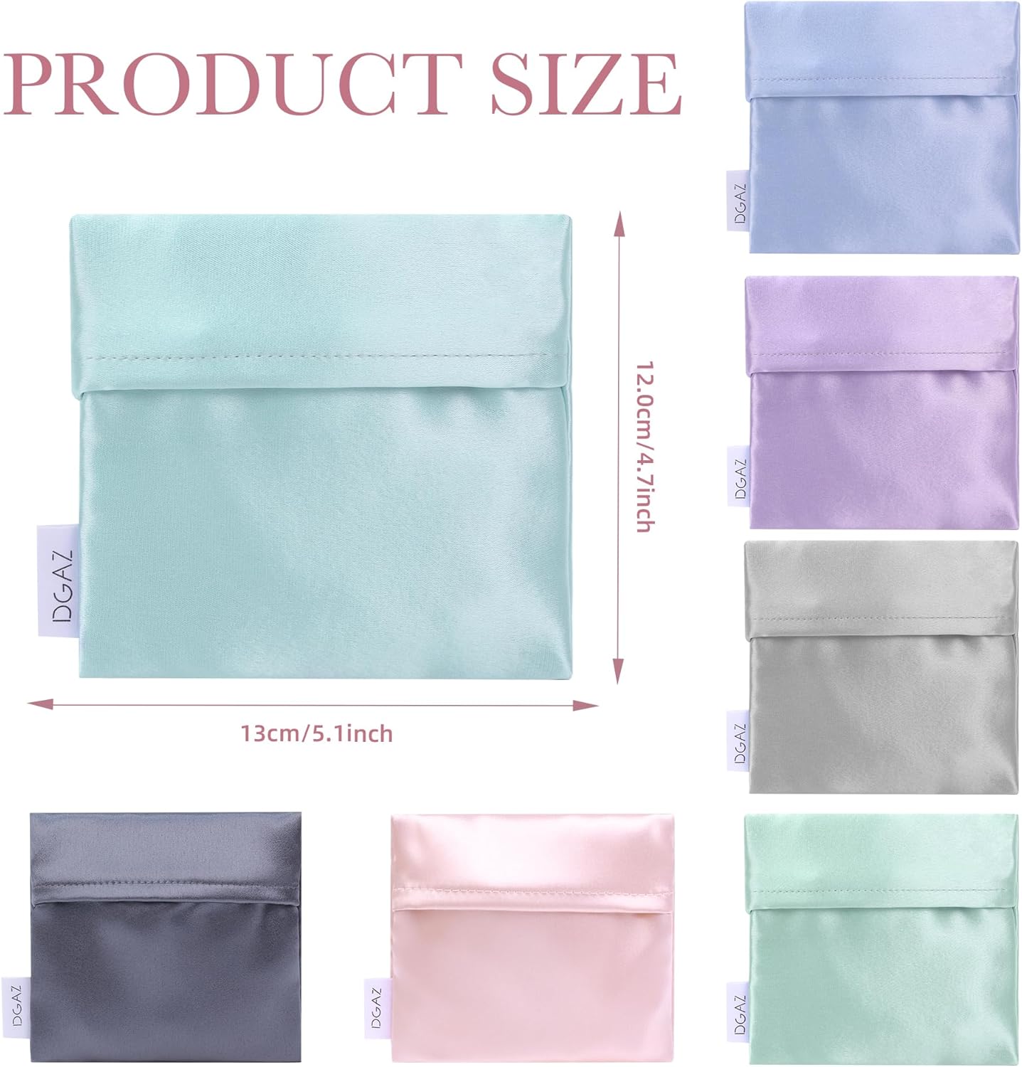 DGAZ silk Sanitary Napkin Storage Bag, Period Bags for Teen Aged Girls, Portable for Panty Liners/Menstrual Cup/Small Tampons，Mini Makeup Bags for Purse(Vert Deau)