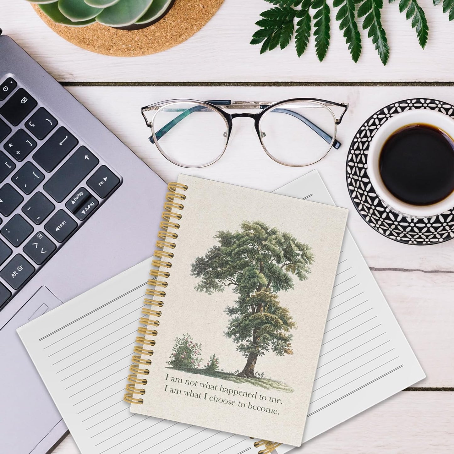 Mental Health Spiral Notebook, Therapy Journaling Notebooks for Note Taking, Vintage Tree Nature Hardcover Journals for Women 160 Pages 5.5x8.3 Inch, Inspirational Gifts for Women