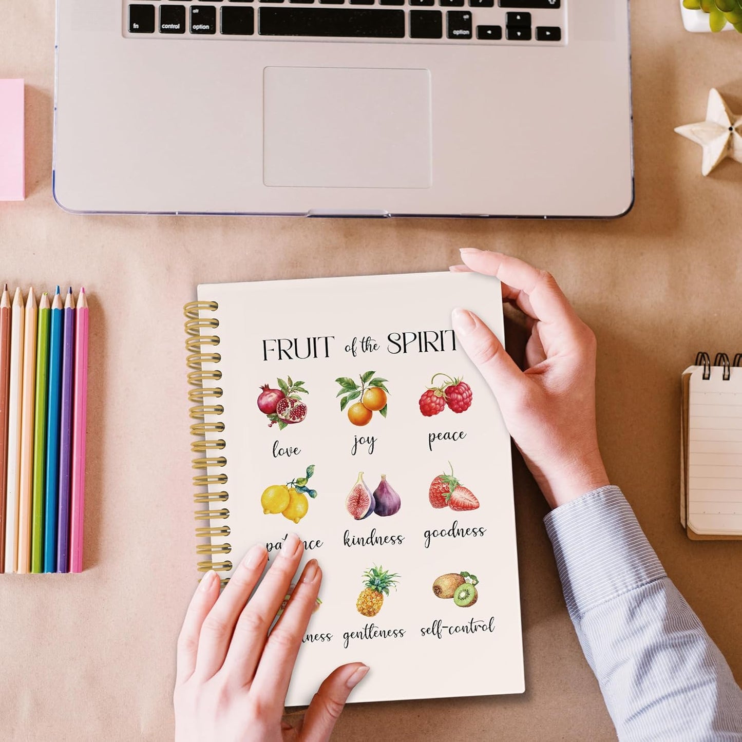 XPH Fruit of The Spirit Christian Spiral Notebook, Bible Verse Journaling Notebooks for Note Taking, Religious Hardcover Journal for Writing 160 Pages 5.5 x 8.3 Inch, Christian Gifts for Women men