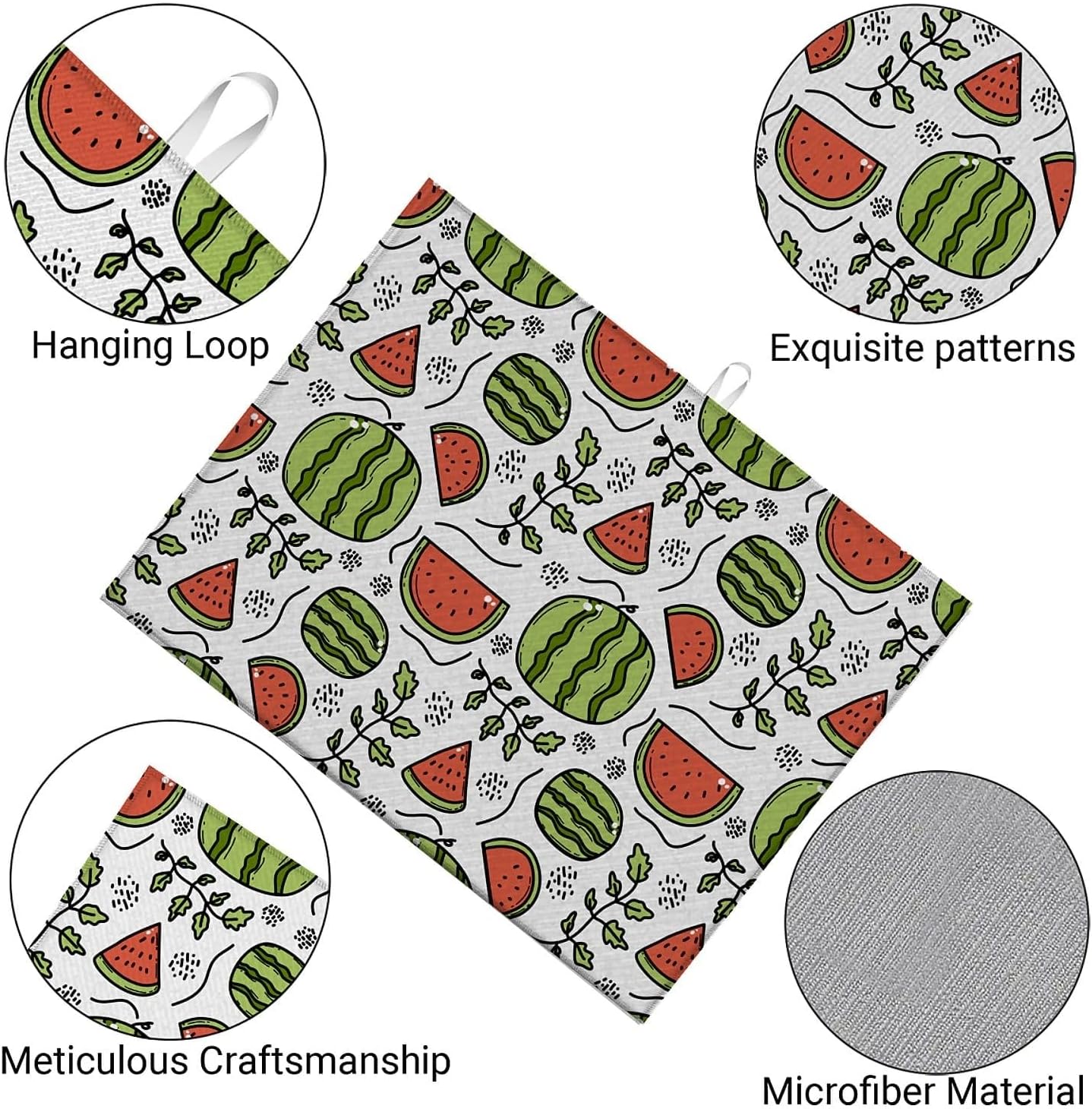 Dish Drying Mat For Kitchen Counter, Cute Watermelon Microfiber Absorbent Dish Drainer Rack Pad Reusable Large 18x24in Drying Mat