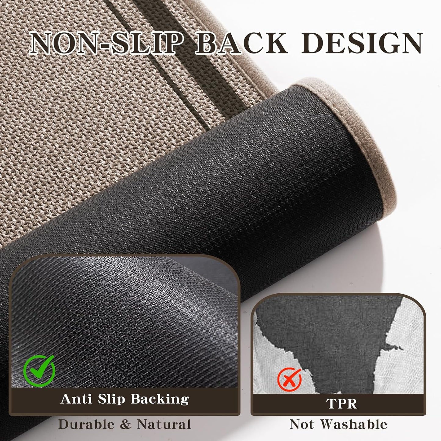 chakme Bathroom Rugs Mat 36x24, Ultra Thin Non Slip Bath Mat Large Quick Dry Absorbent Bath Mat for Bathroom Floor, (Dark Beige, 36"x24")