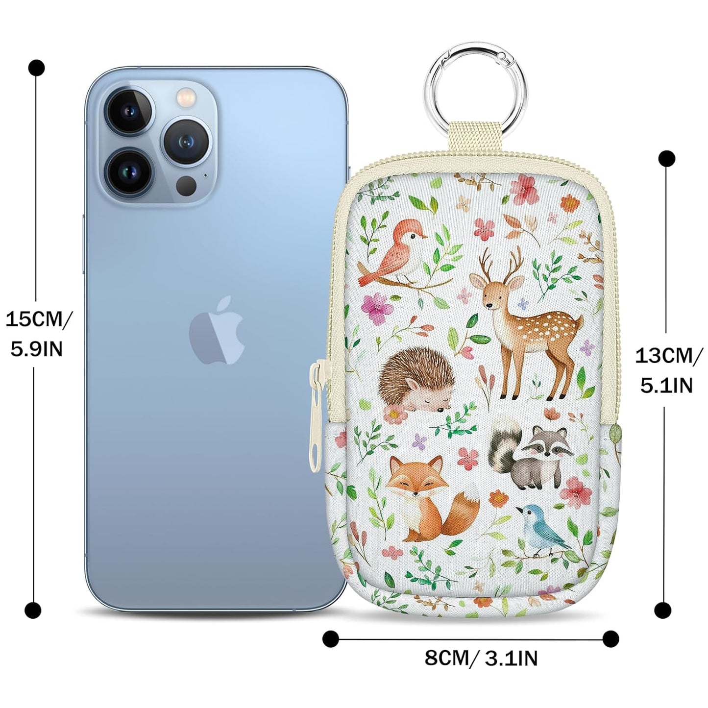 Hand Sanitizer Spray Case, Cute Animal Hand Sanitizer Holder Zippered Pouch, Cute Fashion Accessory with Snap Hook for Glow Mist and Power Mist 1FL OZ