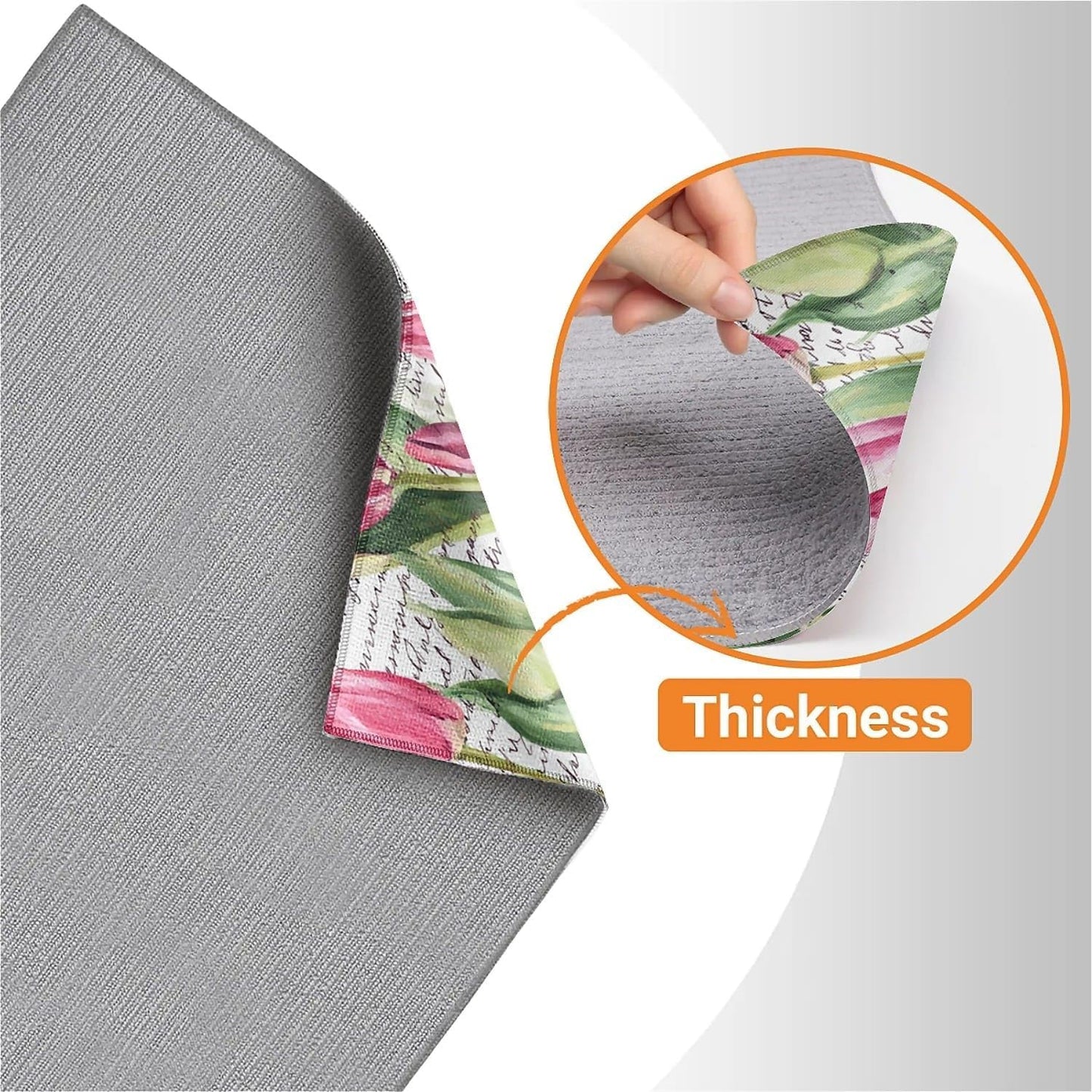 Dish Drying Mat For Kitchen Counter, Pink Tulip Flowers Text Microfiber Absorbent Dish Drainer Rack Pad Reusable Large 18x24in Drying Mat