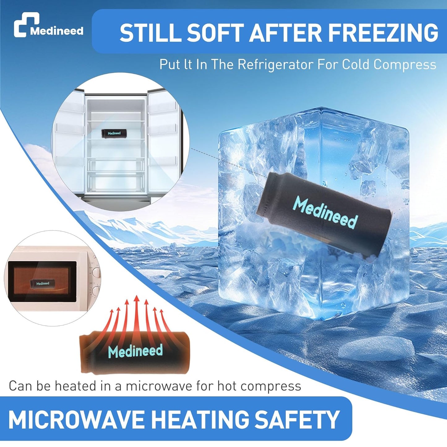 2PCS Finger Ice Pack & 2PCS Trigger Finger Splint, Thumb Splint & Sleeves Cold for Pain Relief, Reusable Compression Thumb Brace for Toe Injuries, Arthritis, Sprains (Blue2+2)