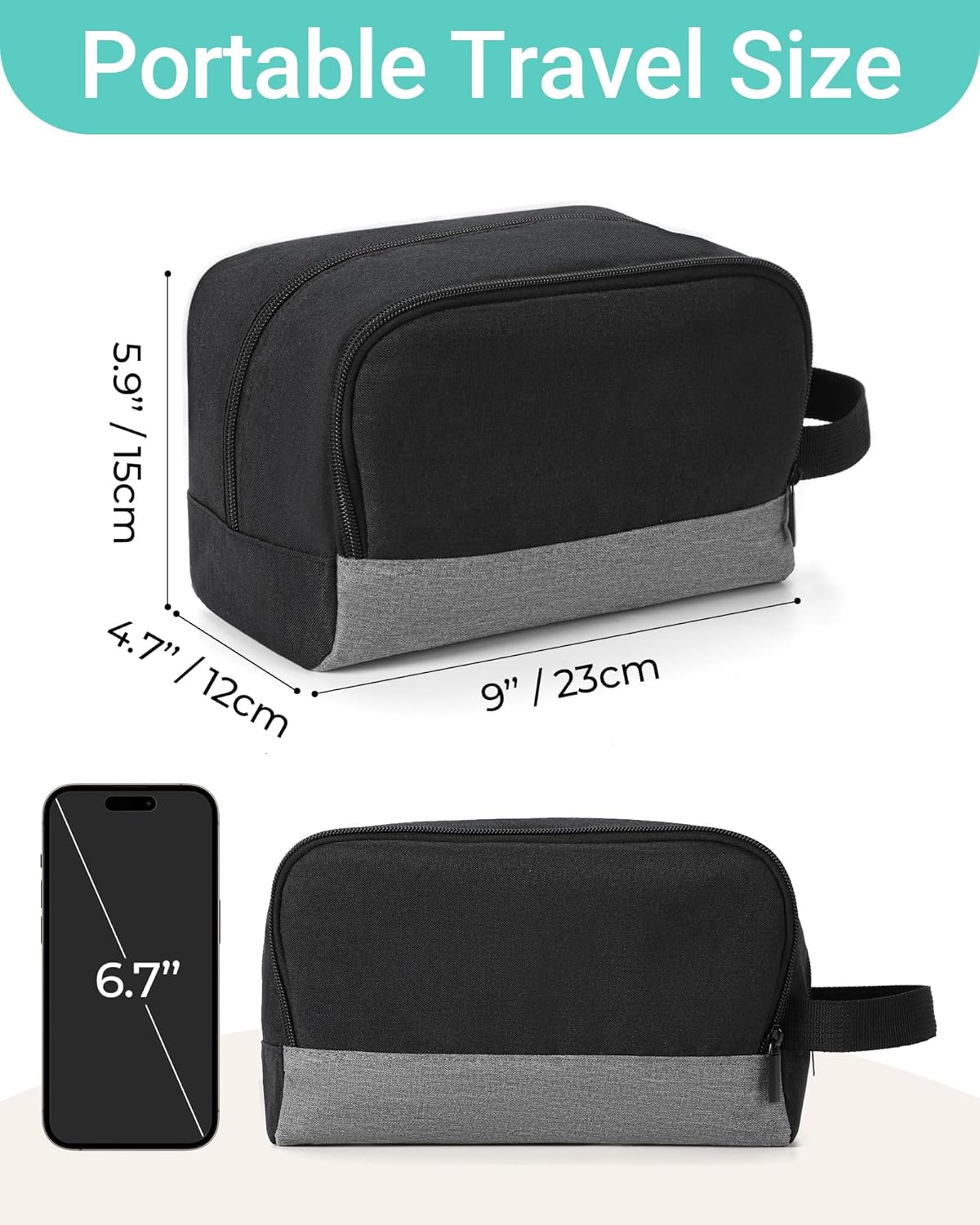Elviros Travel Toiletry Bag for Men Hanging Dopp Kit Shaving Bag Toiletries Organizer Small Tool Medicine Hygiene Bag for Traveling Pouch (Black)