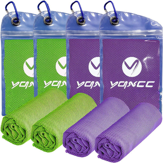 YQXCC 4 Pack Cooling Towels | 40"x12" | Ice Cool for Neck | Microfiber Soft Breathable Chilly | for Yoga, Golf, Gym, Camping, Running, Workout & More Activities