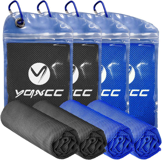 YQXCC Cooling Towels | 4 Pack 47"x12" | Ice Cool for Neck | Microfiber Soft Breathable Chilly | for Yoga, Sports, Golf, Gym, Camping, Running, Fitness, Workout & More Activities