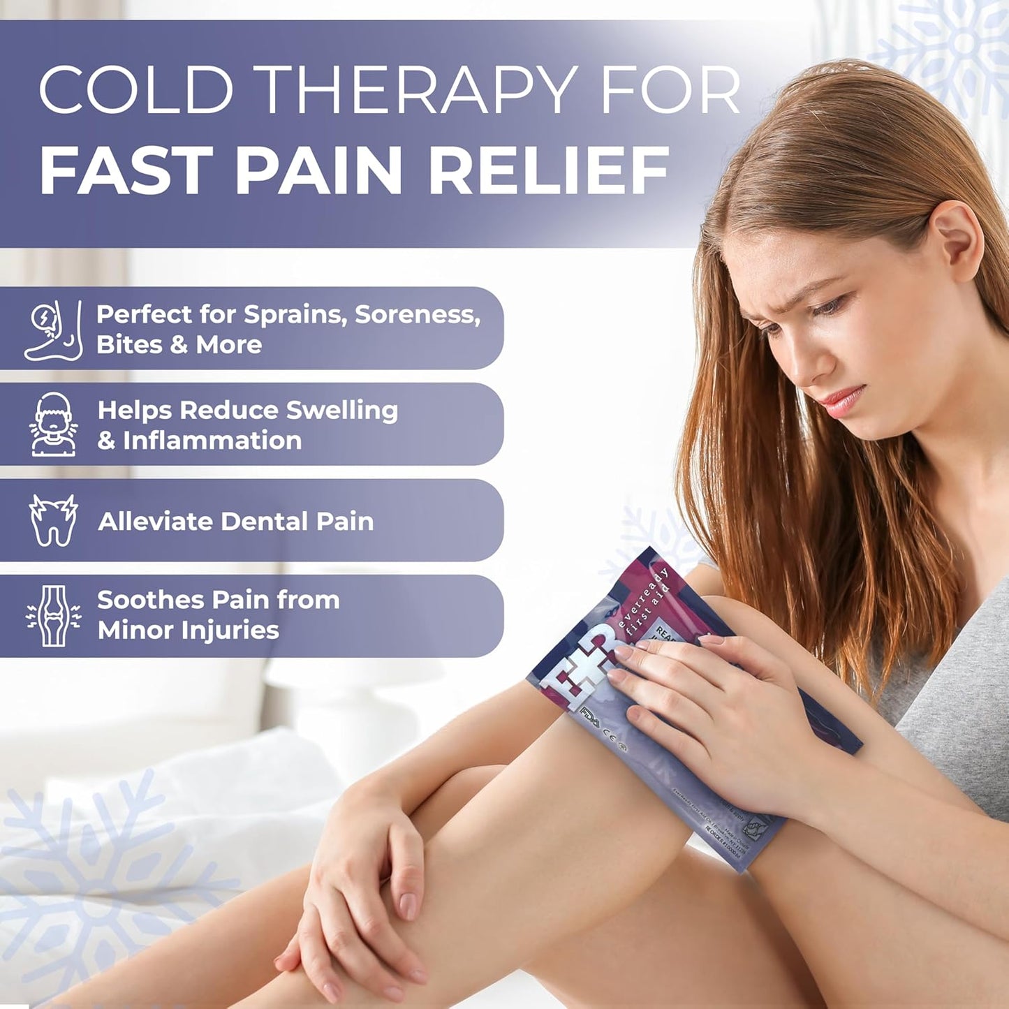 Ever Ready First Aid Disposable Cold Compress – Instant Ice Pack for Injuries, Swelling & Pain Relief – 4.5" x 7" – FSA/HSA Eligible – 3 Pack