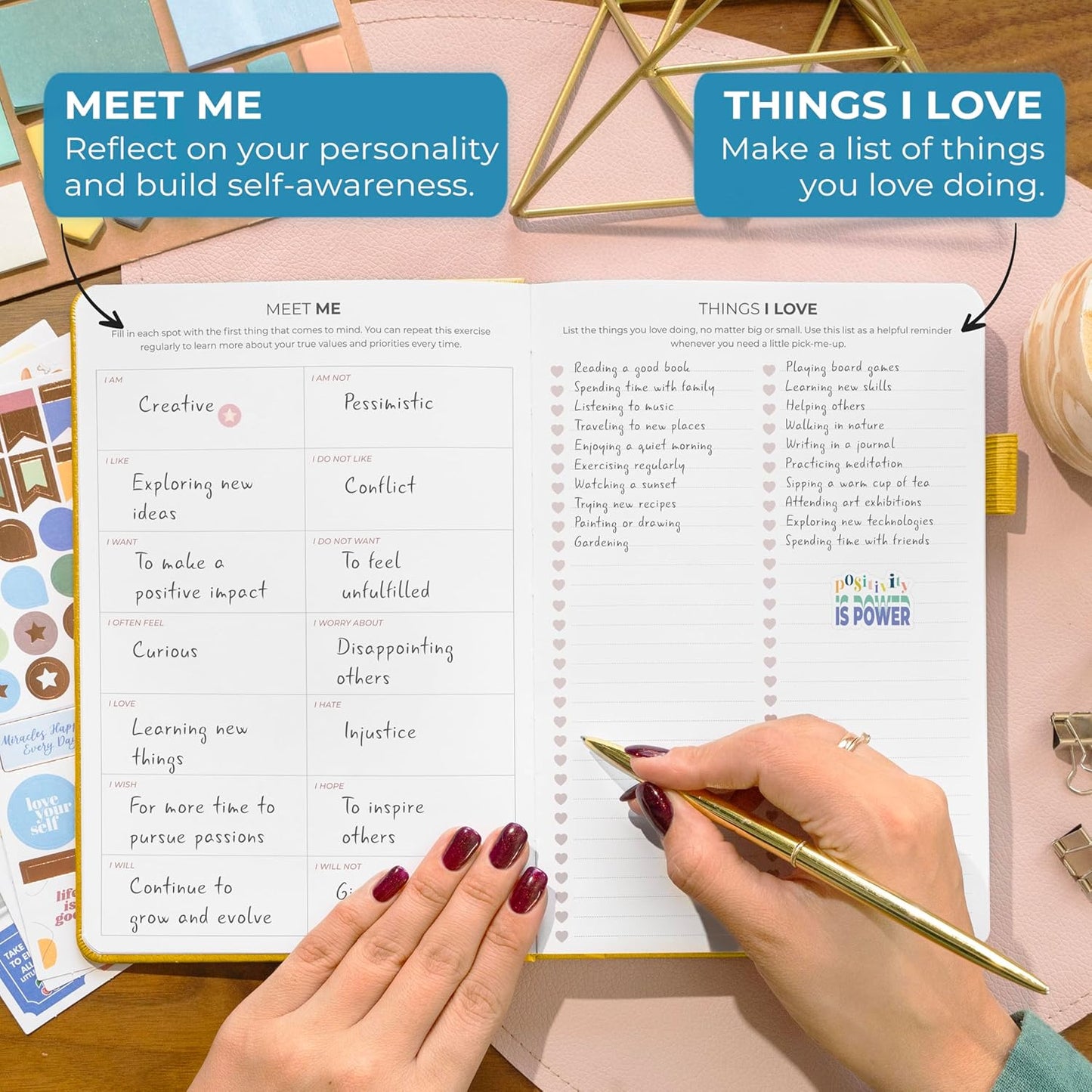 Clever Fox Happiness Notebook – Daily Positivity Journal for Women with Prompts & Positive Quotes – Affirmation & Self Esteem Gifts (Amber Yellow)