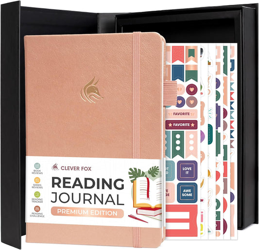 Clever Fox Reading Journal Premium – Review Log Notebook with Reading Tracker – Gifts & Accessories for Book Lovers, Adults & Kids (Rose Gold)
