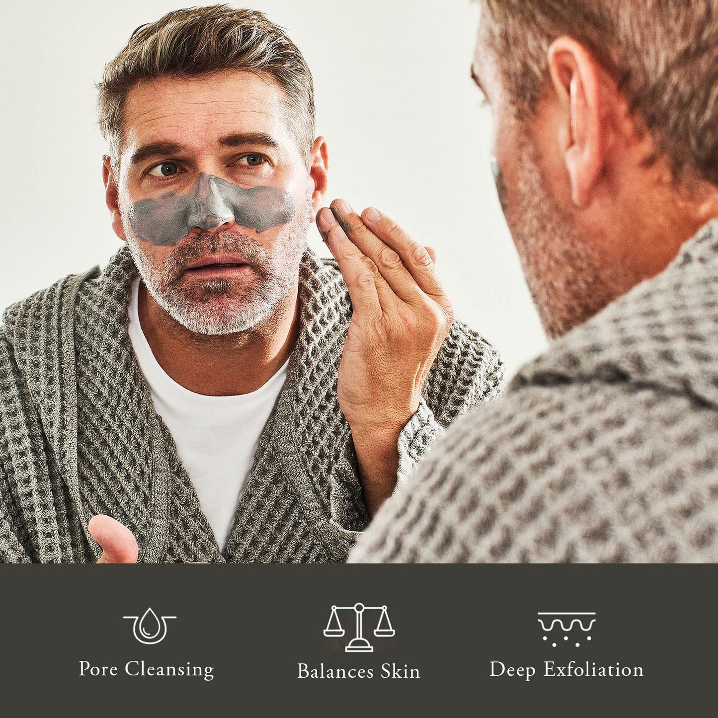 Caldera + Lab The Deep | Men's Organic Hydrating Clay Face Mask for Dry, Sensitive, & Normal Skin – Vegan, Natural & Antioxidant Packed Exfoliating Skincare Facial Treatment