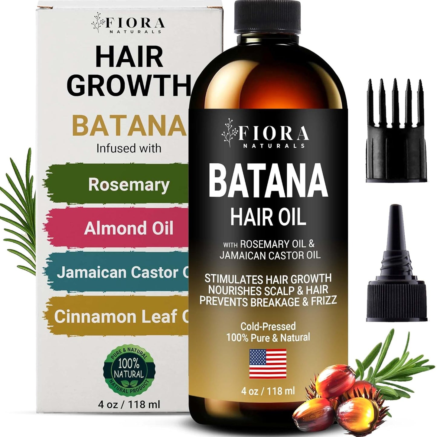 Batana Rosemary Oil For Hair Growth - Dr Sebi Organic Hair Growth Oil For Thickening, Deep Conditioning & Scalp Stimulation, Honduras Pure Dr Truth Blend for Men & Women, 4 oz