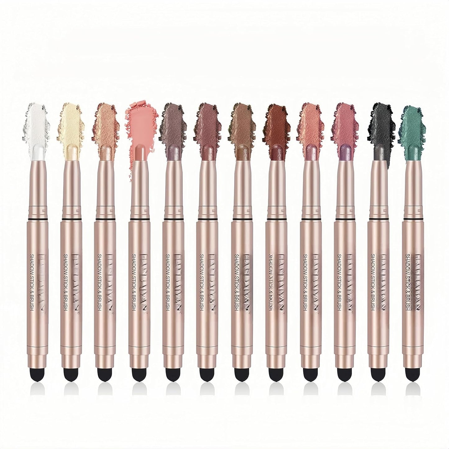 Eyeshadow Stick Set 12 PCS High Pigmented Cream Matte Eyeshadow Pen Waterproof Long Lasting Shimmer Eyeshadows Stick with Soft Brush