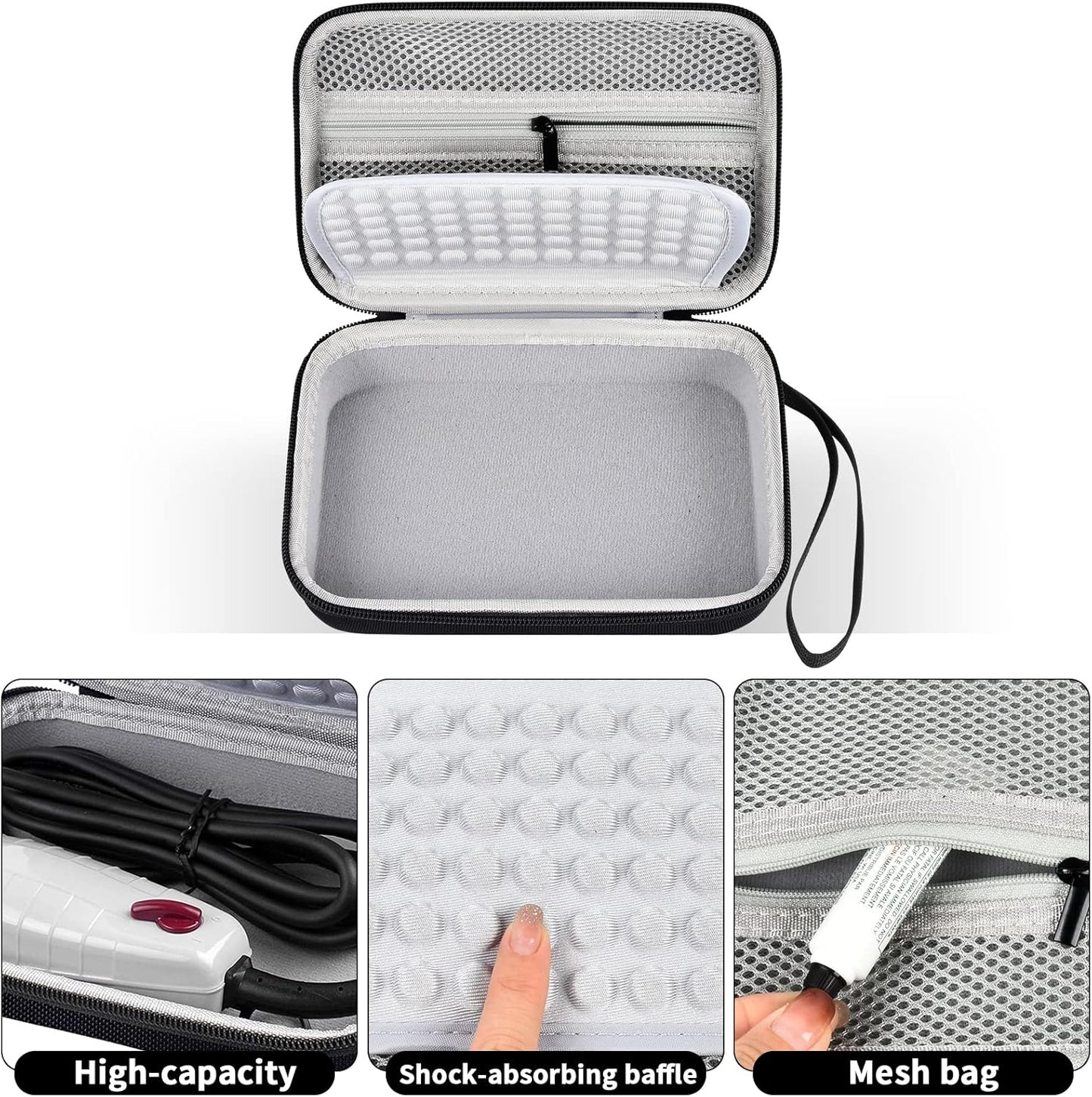 Case for Andis Professional T-Outliner Beard & Hair Trimmer, Model GTO 04780/04710/04603/04775, with Mesh Pocket for Attachment Set - Bag Only (Black+Grey Inner)