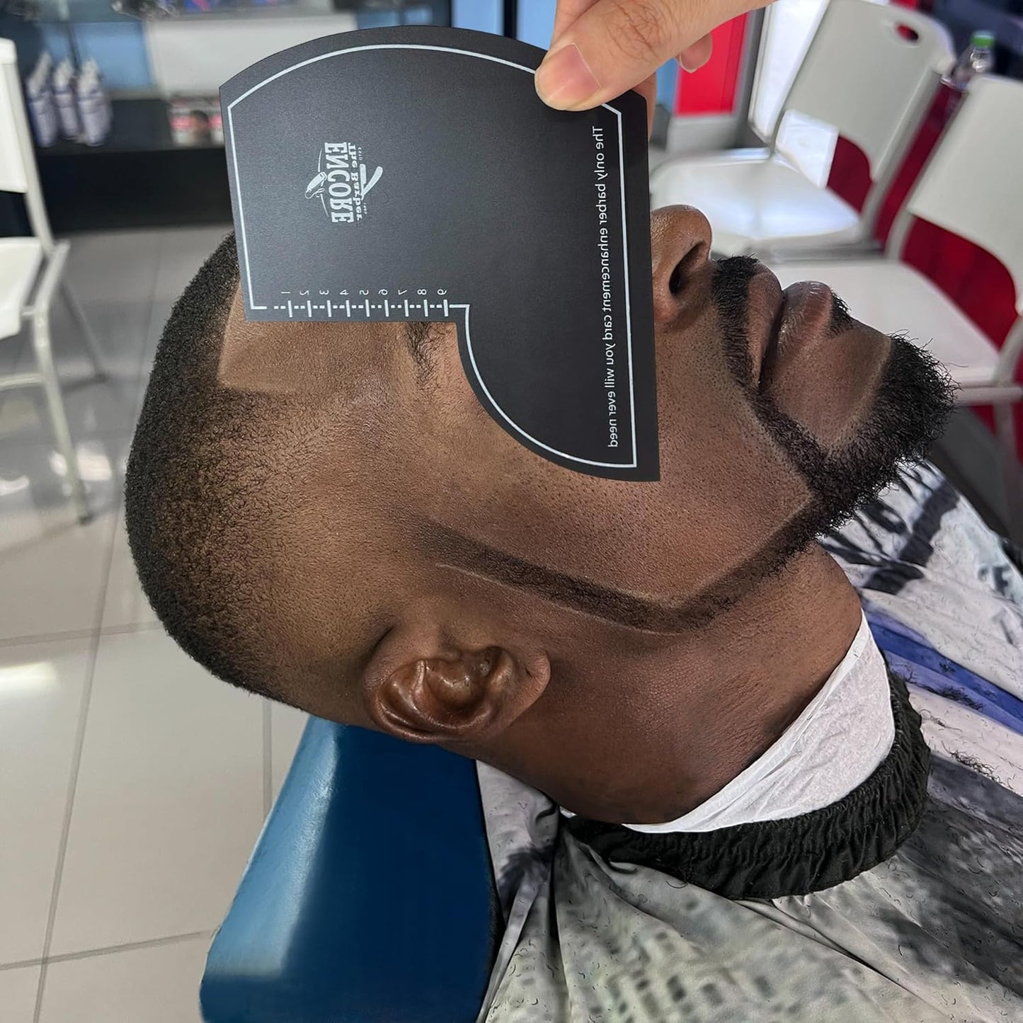 Enhancement Card (Black) | for barbers | crispy lines | hairline repair | Beard lineup | Outline shapeup tool | Design ruler | fiber application guide | waterproof