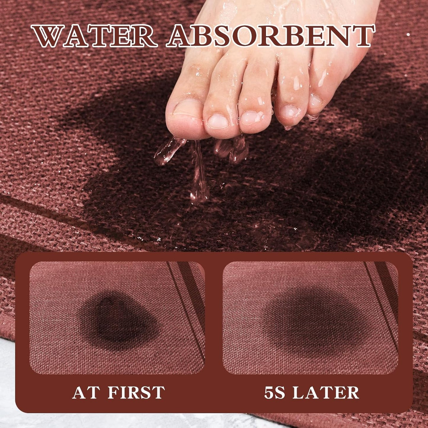 chakme Bathroom Rugs Mat 32x17, Ultra Thin Non Slip Bath Mat Quick Dry Absorbent Bath Mat for Bathroom, (Dark Pink, 32"x17")