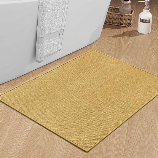 chakme Bathroom Rugs Mat 36x25, Ultra Thin Non Slip Bath Mat Large Quick Dry Absorbent Bath Mat for Bathroom Floor, (Yellow, 36"x25")