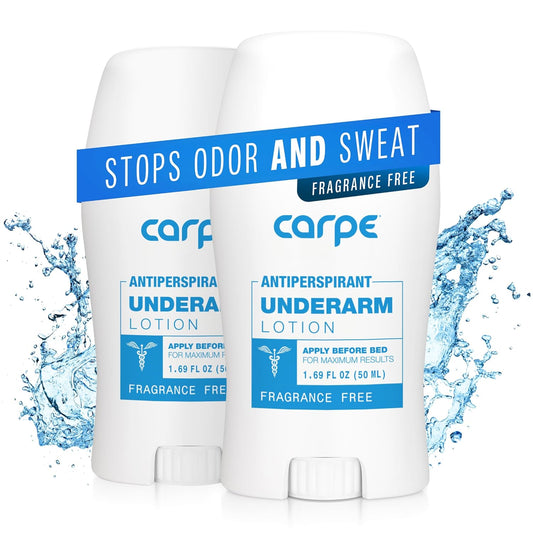 Carpe Underarm Antiperspirant Deodorant Advanced Sweat & Odor Protection Formula - Deodorant for Men & Women Helps Combat Excessive Sweating with Odor Control - Fragrance Free Deodorant (Pack of 2)