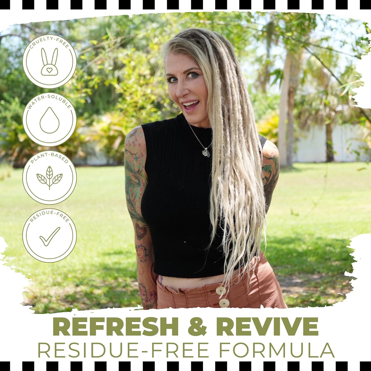 Dollylocks Refreshening Spray – Residue-Free Dreadlock & Loc Moisturizer Spray, Plant Based Deodorizer & Conditioner for Dreads, Vegan & pH-Balanced (Mintea Scent, 8oz)