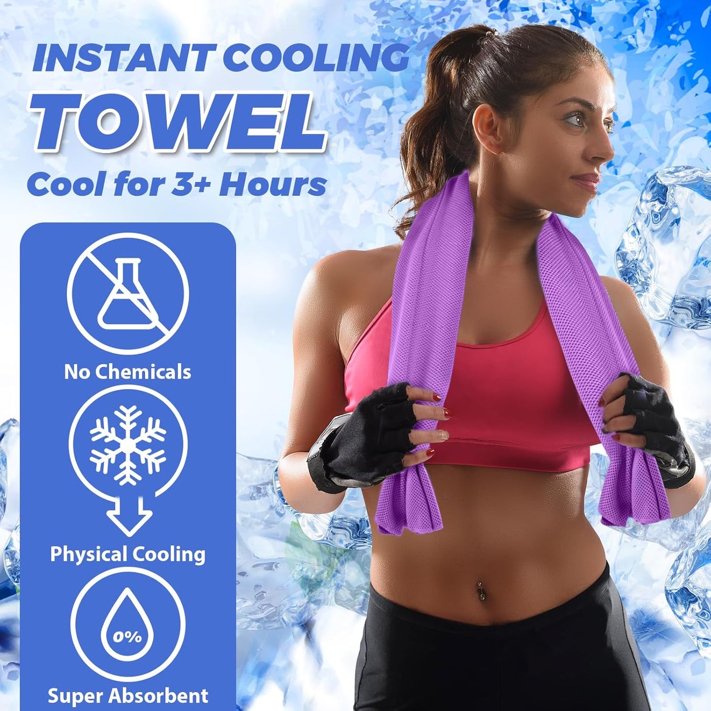 Cooling Towels for Neck and Face 10 Pack, 40x12’’ Soft Breathable Sweat Towels, Microfiber Sport Towel for Yoga, Gym, Workout, Running, Golf, Travel, Cooling Neck Wrap for Hot Weather