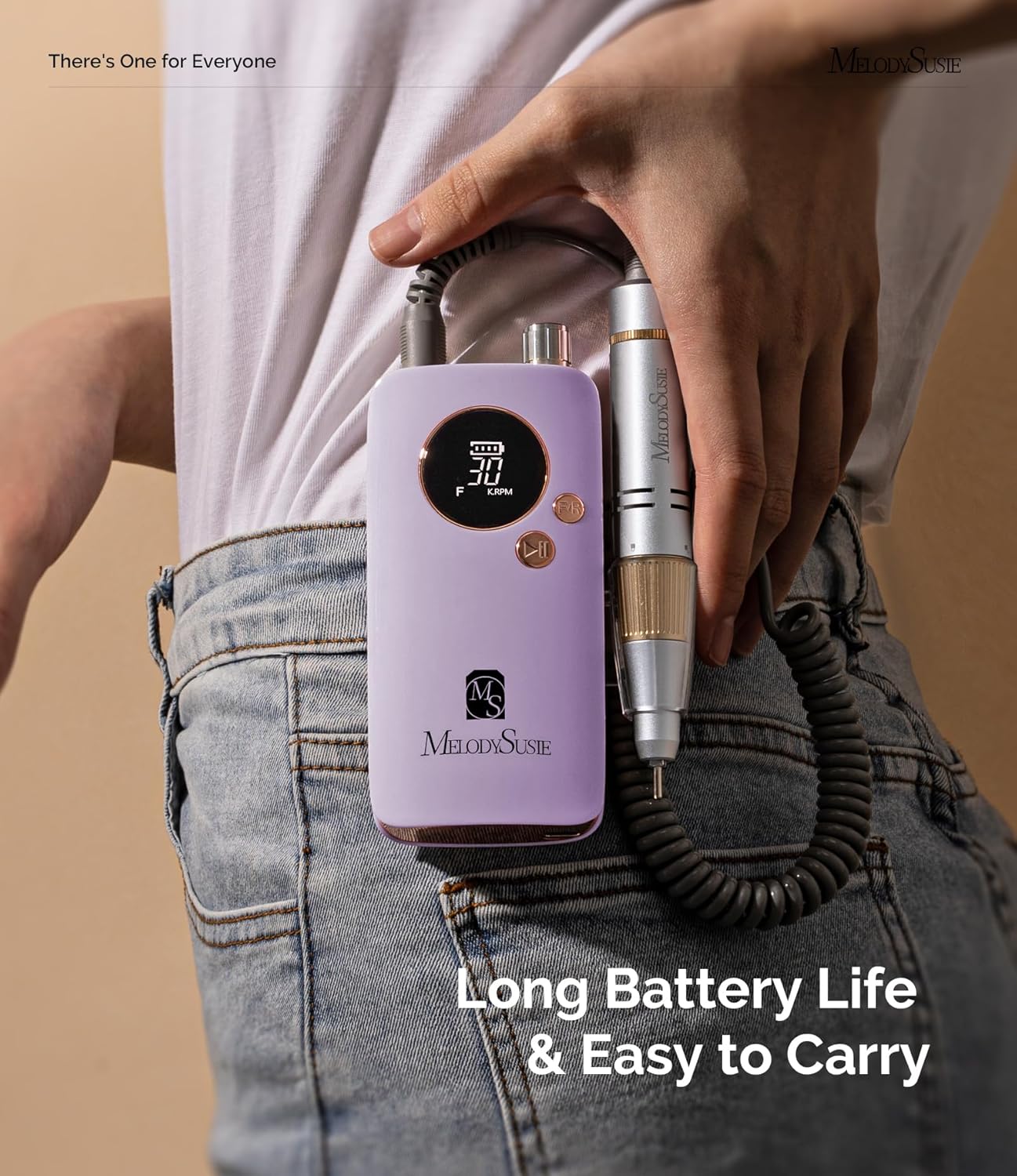 MelodySusie Portable Nail Drill 30000 RPM,Professional Rechargeable Electric Nail File,SC320F Cordless Nail E File for Acrylic Nails Gel Polishing Removing,Efile Nail Kit for Manicure Salon,Purple