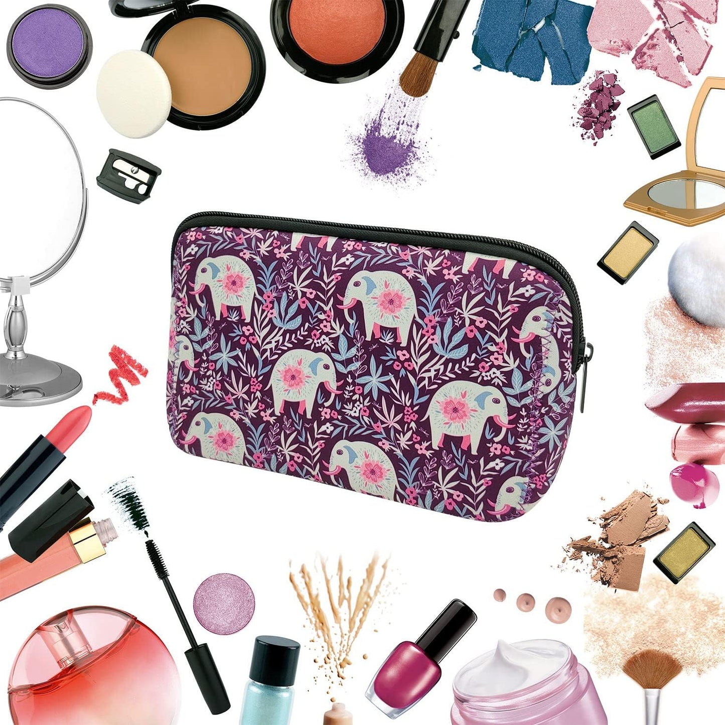 Cosmetic Bag Waterproof Neoprene Zipper Pouch Travel Portable Toiletry Makeup Bags Organizer Case for Women and Girls