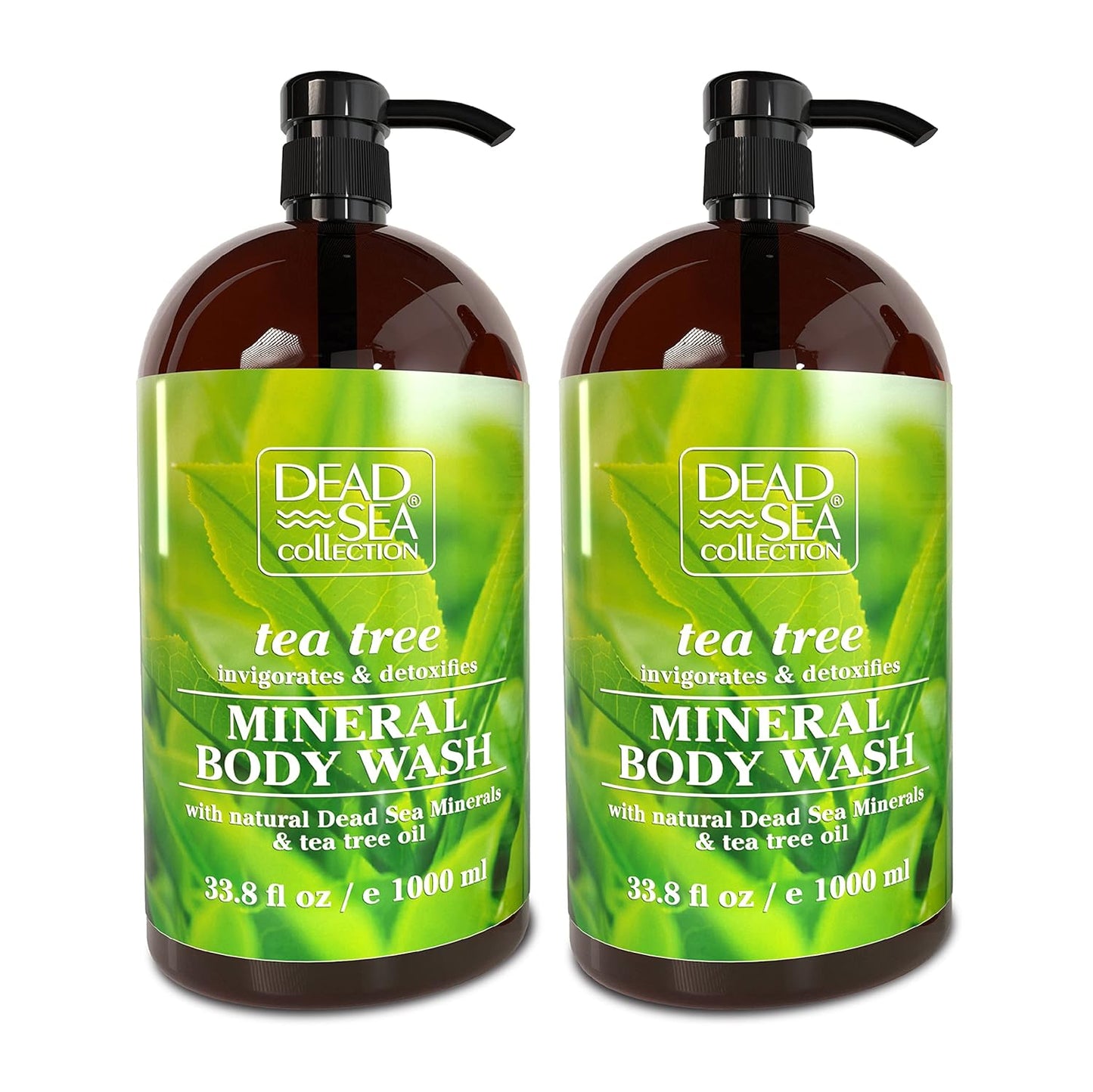 Dead Sea Collection Tea Tree Body Wash for Women and Men - with Pure Dead Sea Minerals and Tea Tree Oil - Cleanses and Moisturizes Skin - Pack of 2 (67.6 fl. oz)